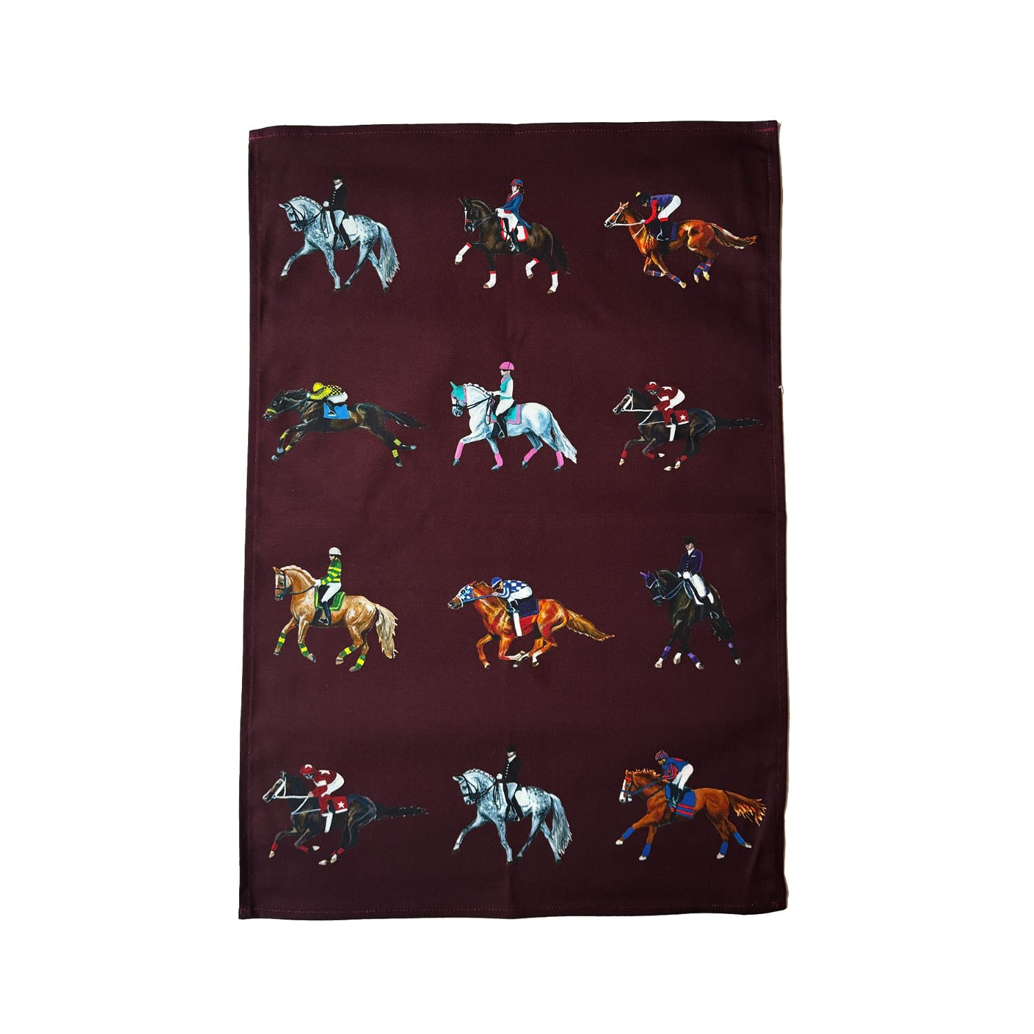 Jessica Anderton Designs Pink / Purple Dressage & Racehorses Cotton Tea Towels - Merlot In Pink/purple