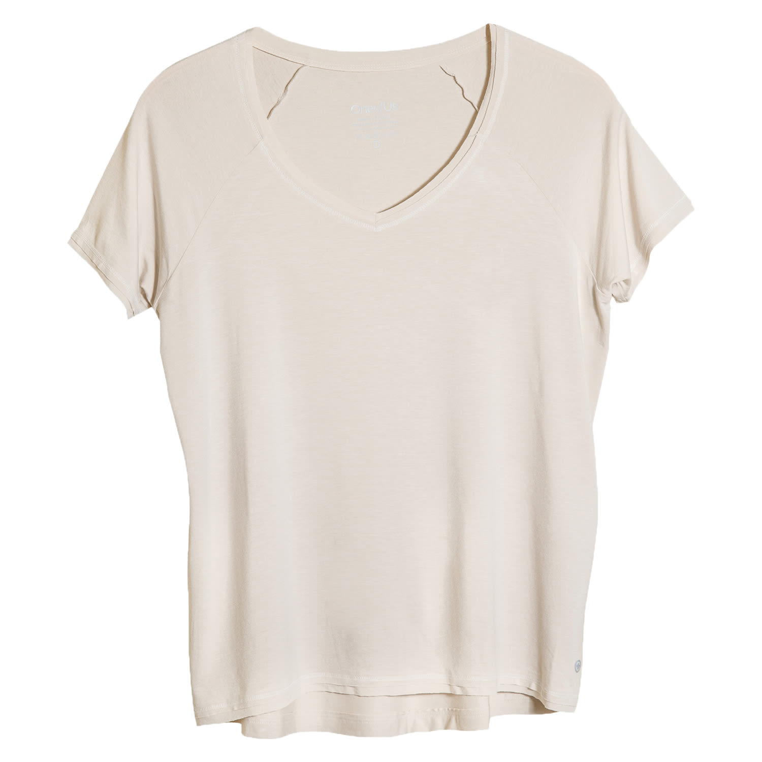 One Of Us Women's Neutrals Dennis Helps Maya V Neck Raw Edge T-shirt - Beach