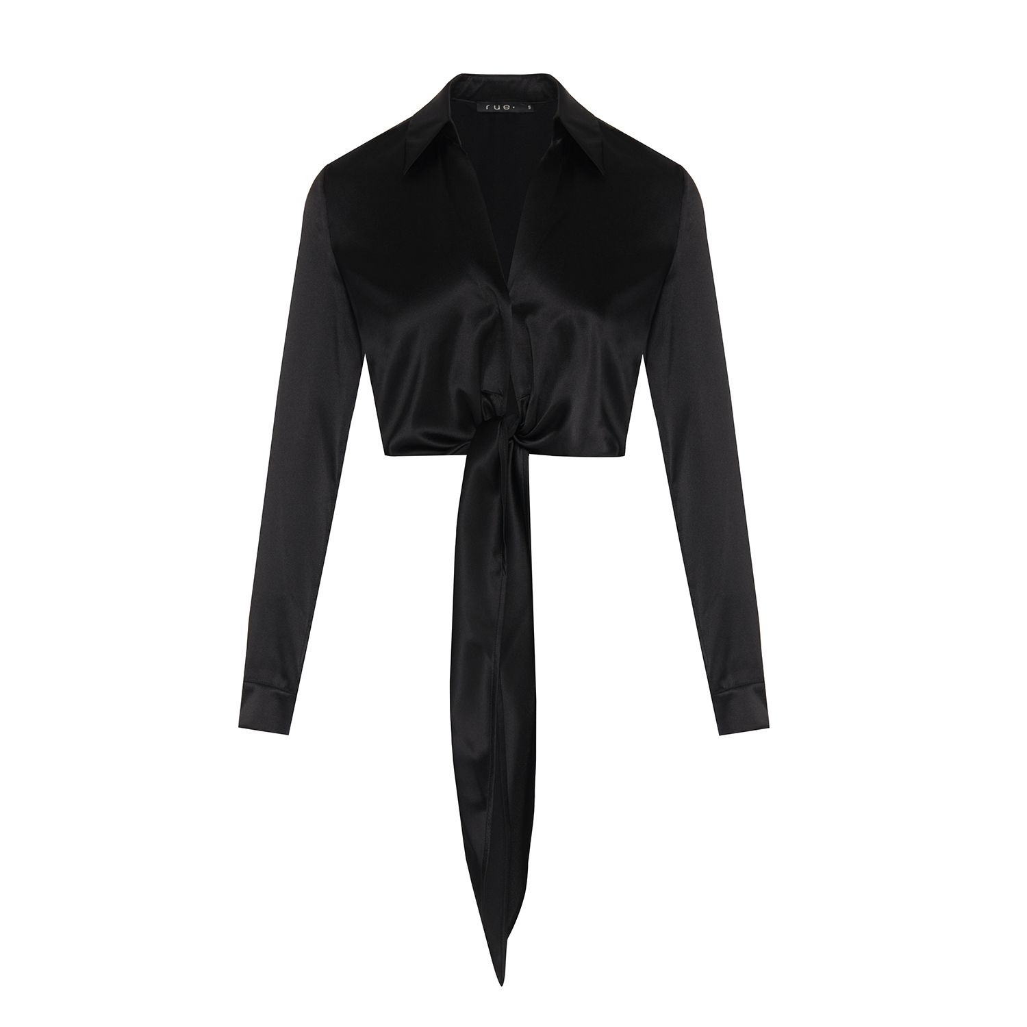 Rue Les Createurs Women's Tie-on Silk Black Blouse In Black