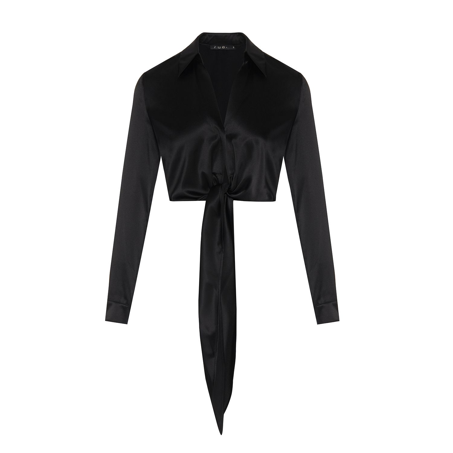 Women’s Tie-On Silk Black Blouse Small Rue Les Createurs