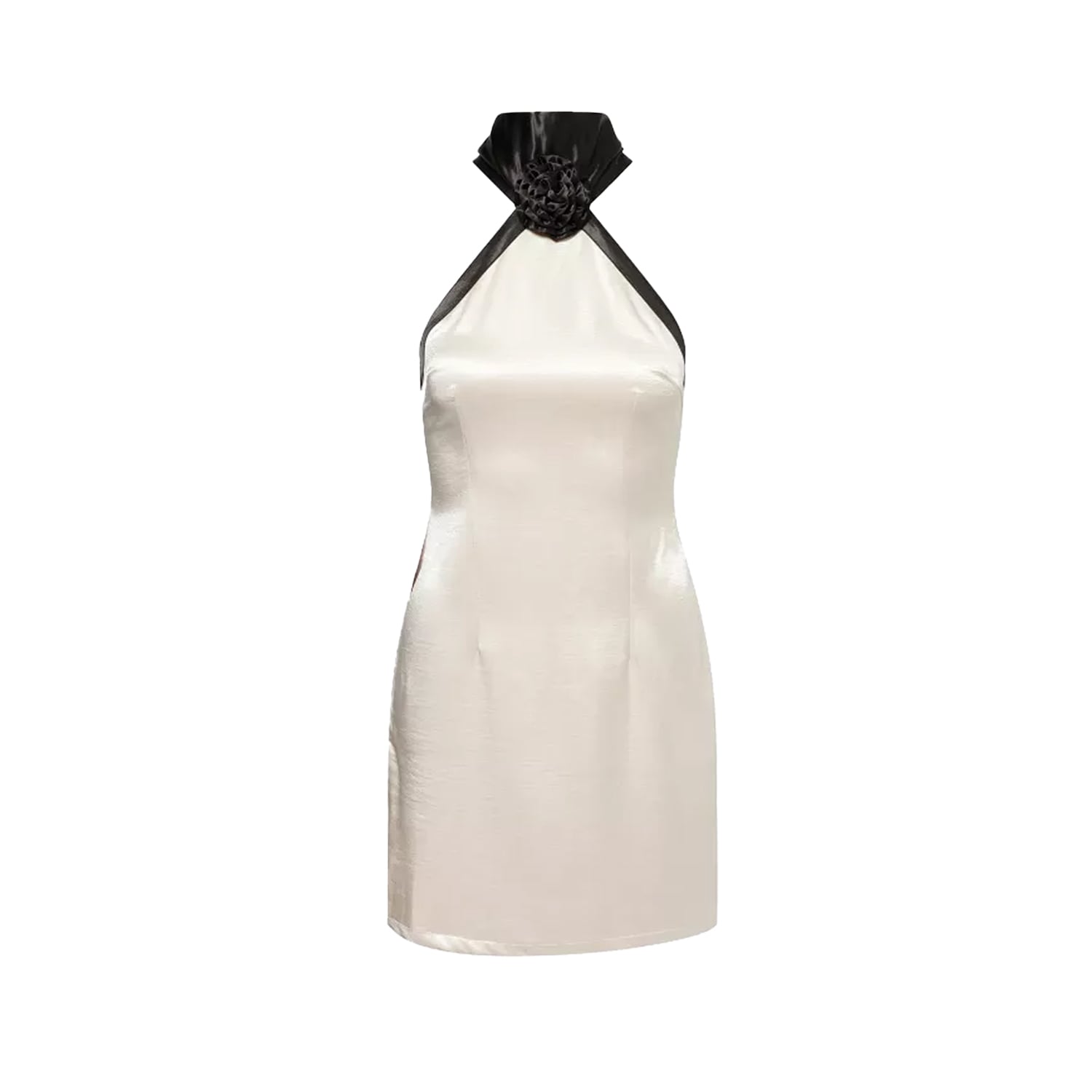 Amy Lynn Contrast Halter Neck Satin Mini Dress