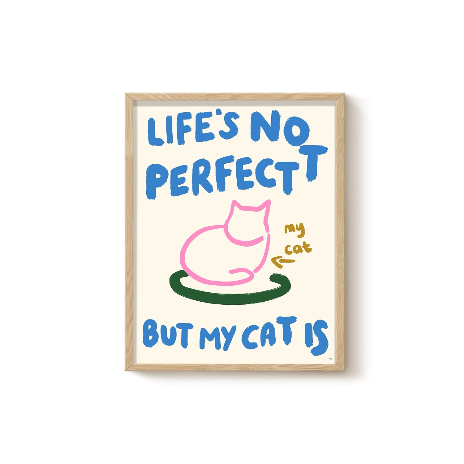 The Paper Tail Blue / Pink / White My Perfect Cat - Art Print - A4 In Multi