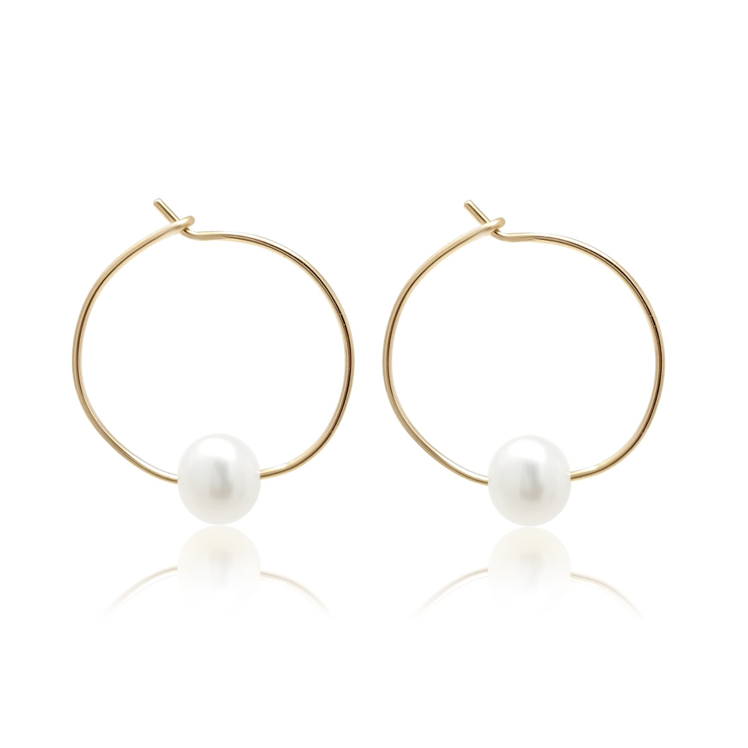 Women’s Mia Small Pearl Gold Filled Wire Hoop Earrings Kiri & Belle