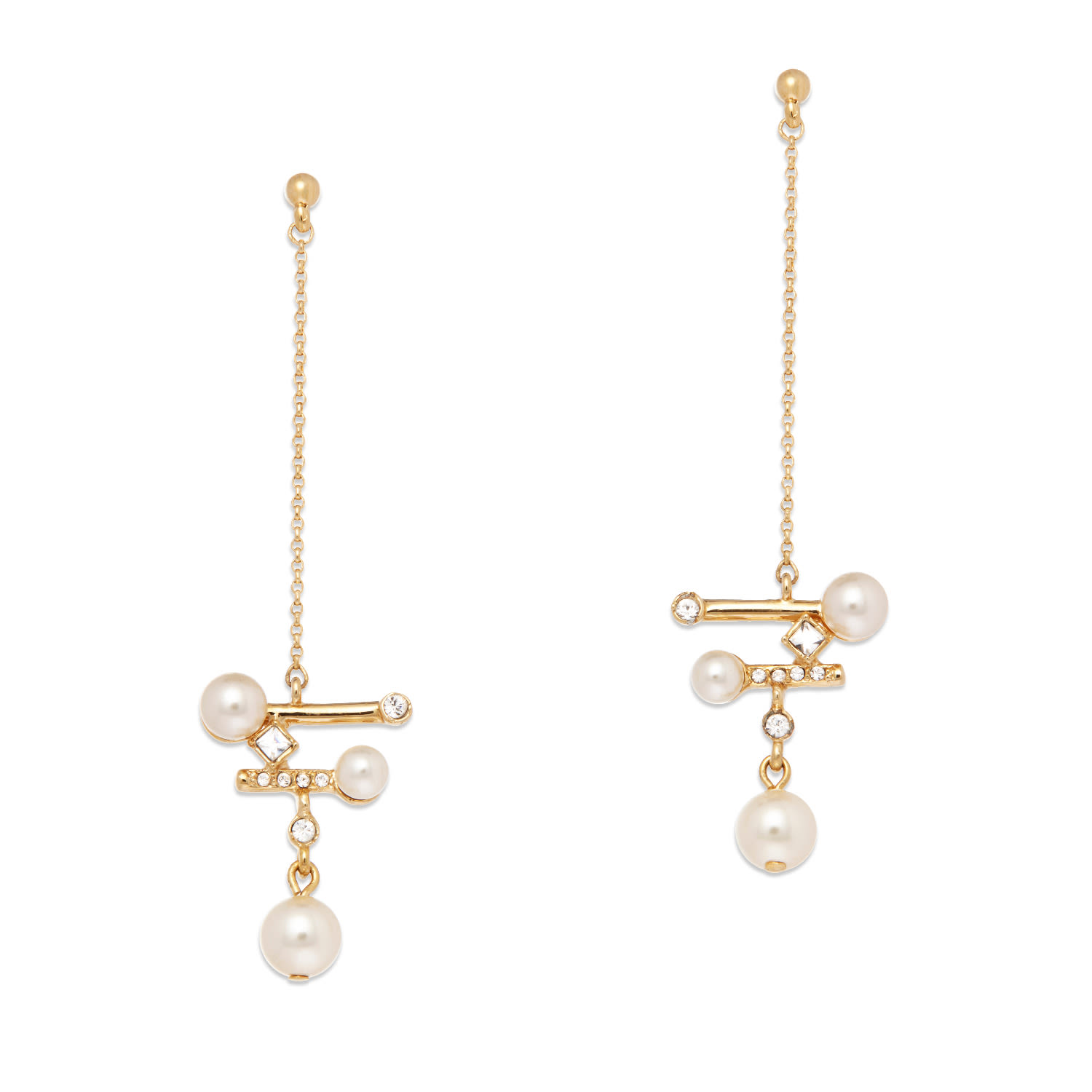 Grossé Women's Gold Pearl & Crystal Statement Drop Earring, Series Pearl Light