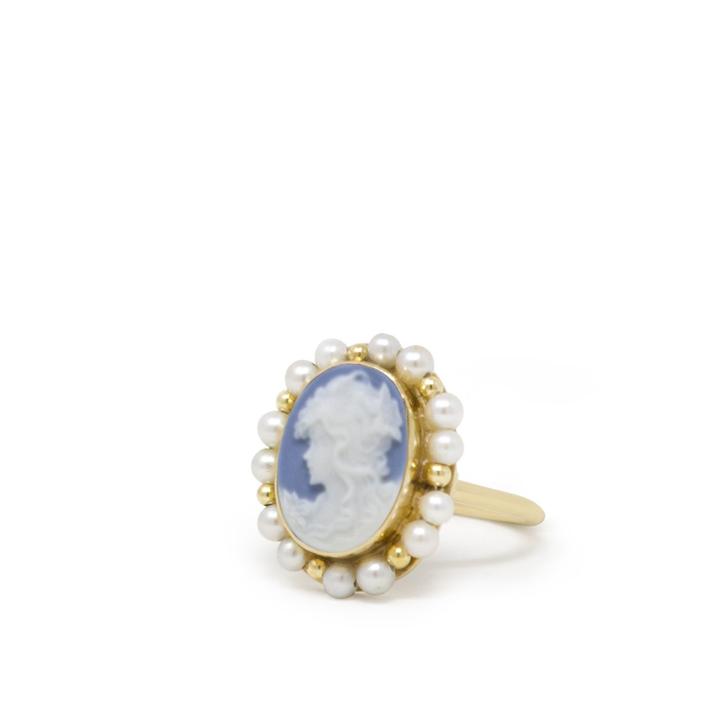 Women’s Gold / Blue Little Lovelies Gold-Plated Sky Blue Pearl Ring Vintouch Italy