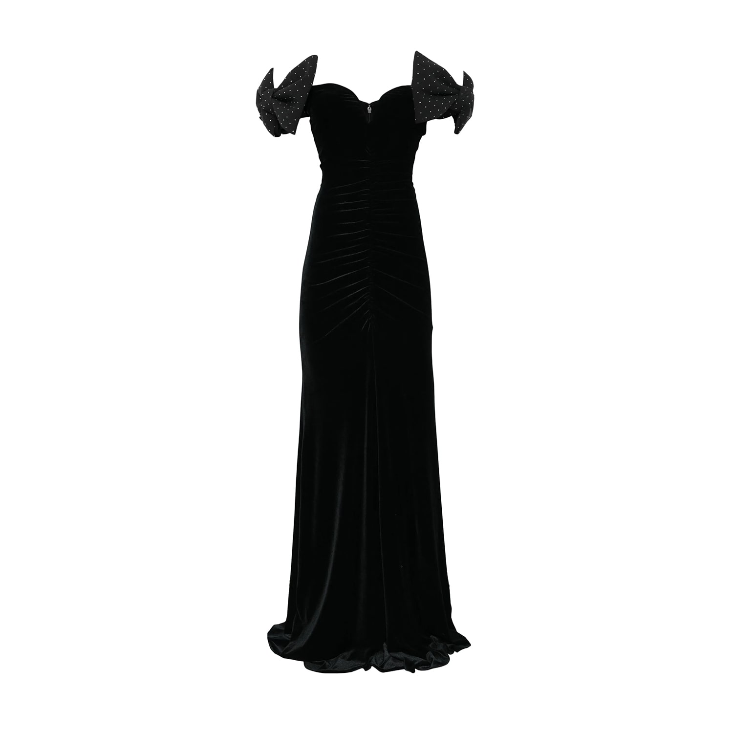 Nissa Bow-detail Velvet Maxi Dress