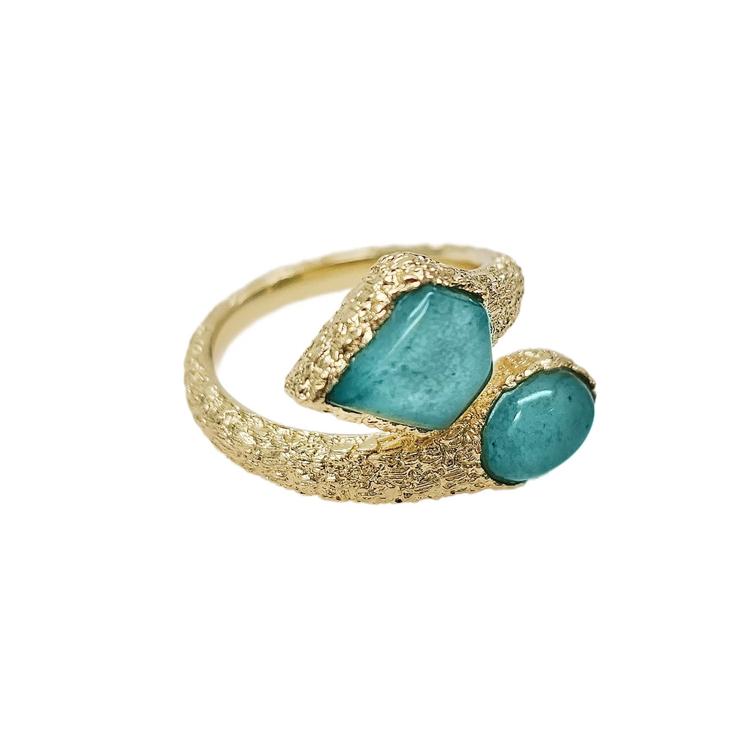 Farra Women's Green Amazonite Stone Open Ring