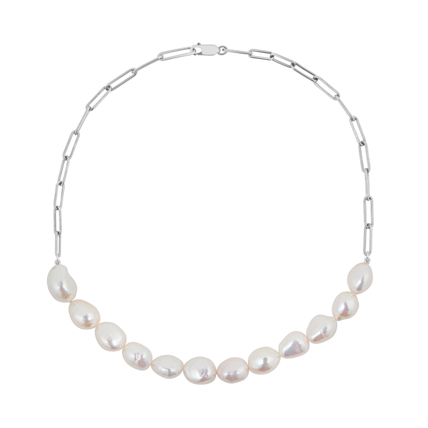 Ora Pearls Women's Aetia Nugget Pearl Chain Necklace - Silver In Gray