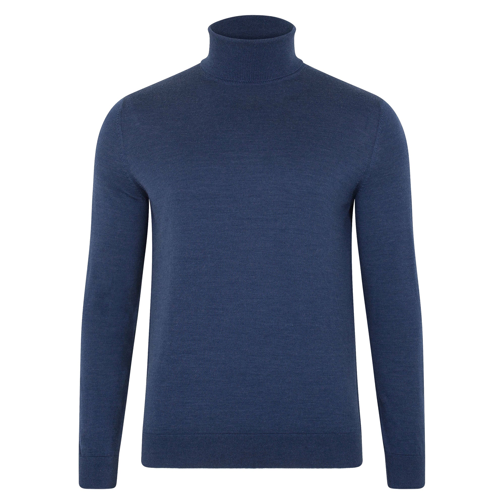 Mens Superfine Merino Silk Antonio Roll Neck Jumper - Slate Blue XXL Paul James Knitwear