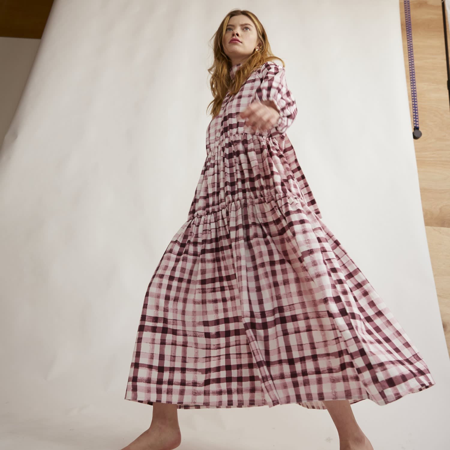 Check Smock Maxi Dress | Damson Madder 
