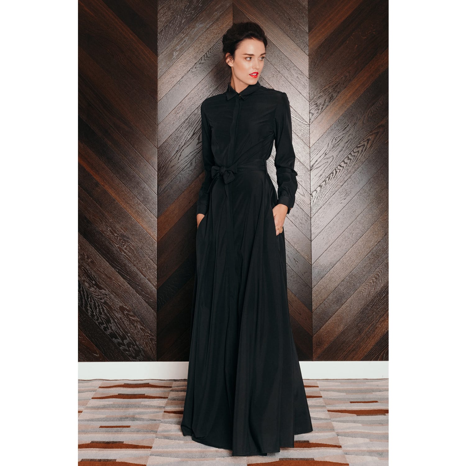 black shirt dress maxi