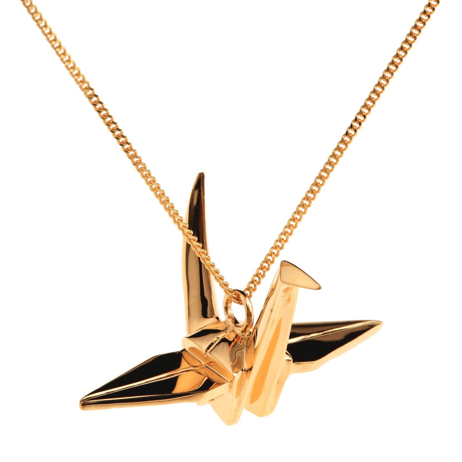 Origami crane store necklace gold