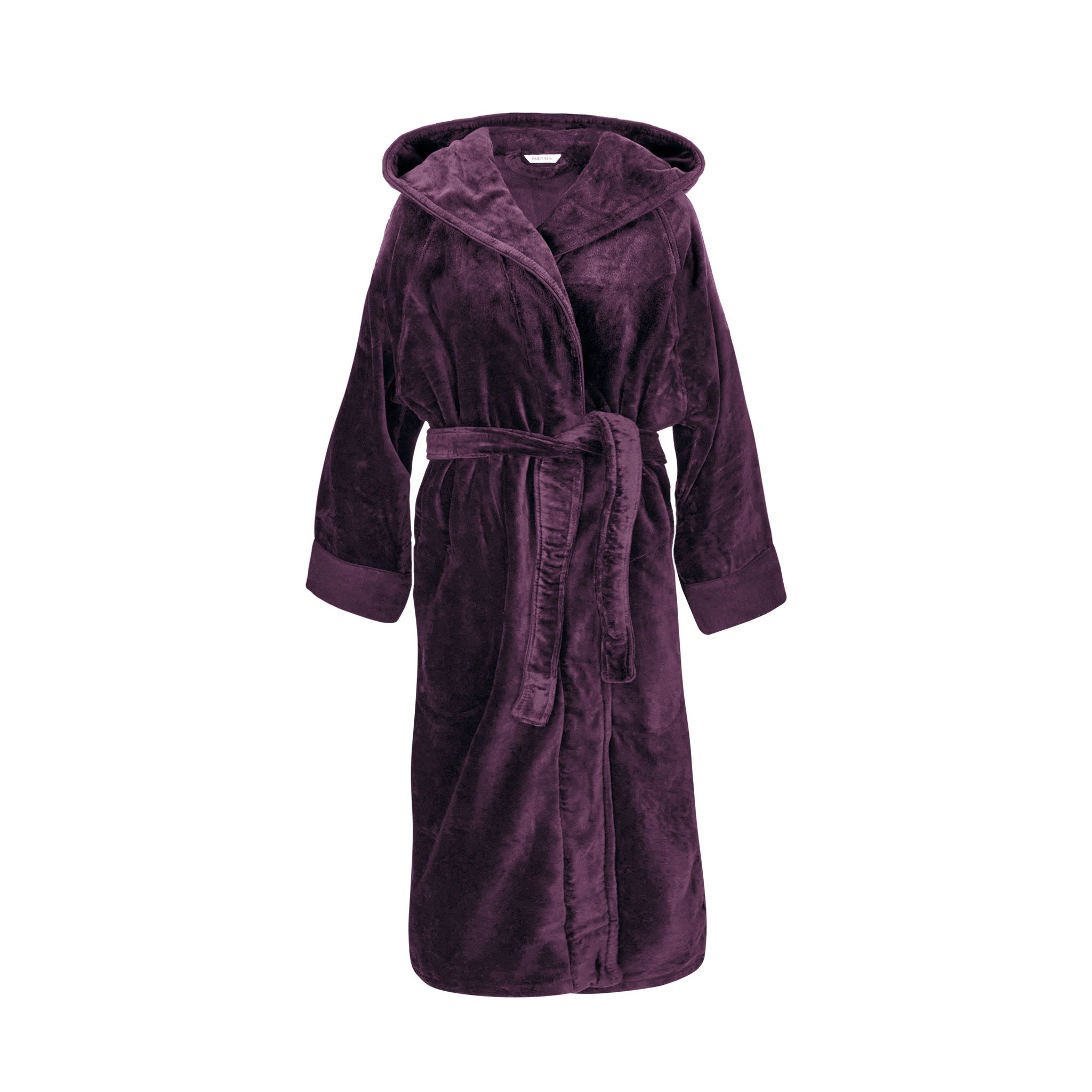 Pink / Purple Organic Cotton Hooded Robe - Womens Aubergine Extra Large Pasithea Sleep