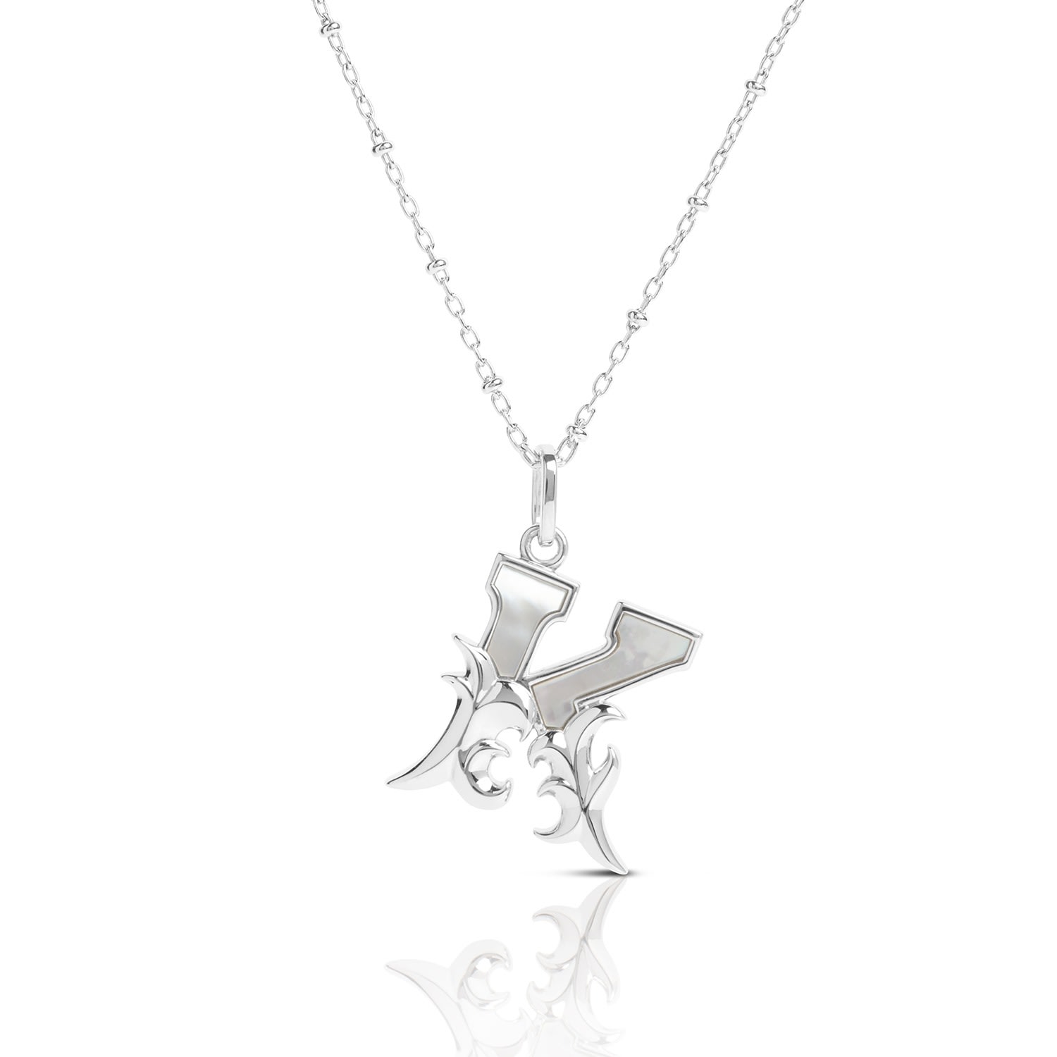 Kasun Women's Solid Silver K Initial Necklace With Mother Of Pearl In Silver