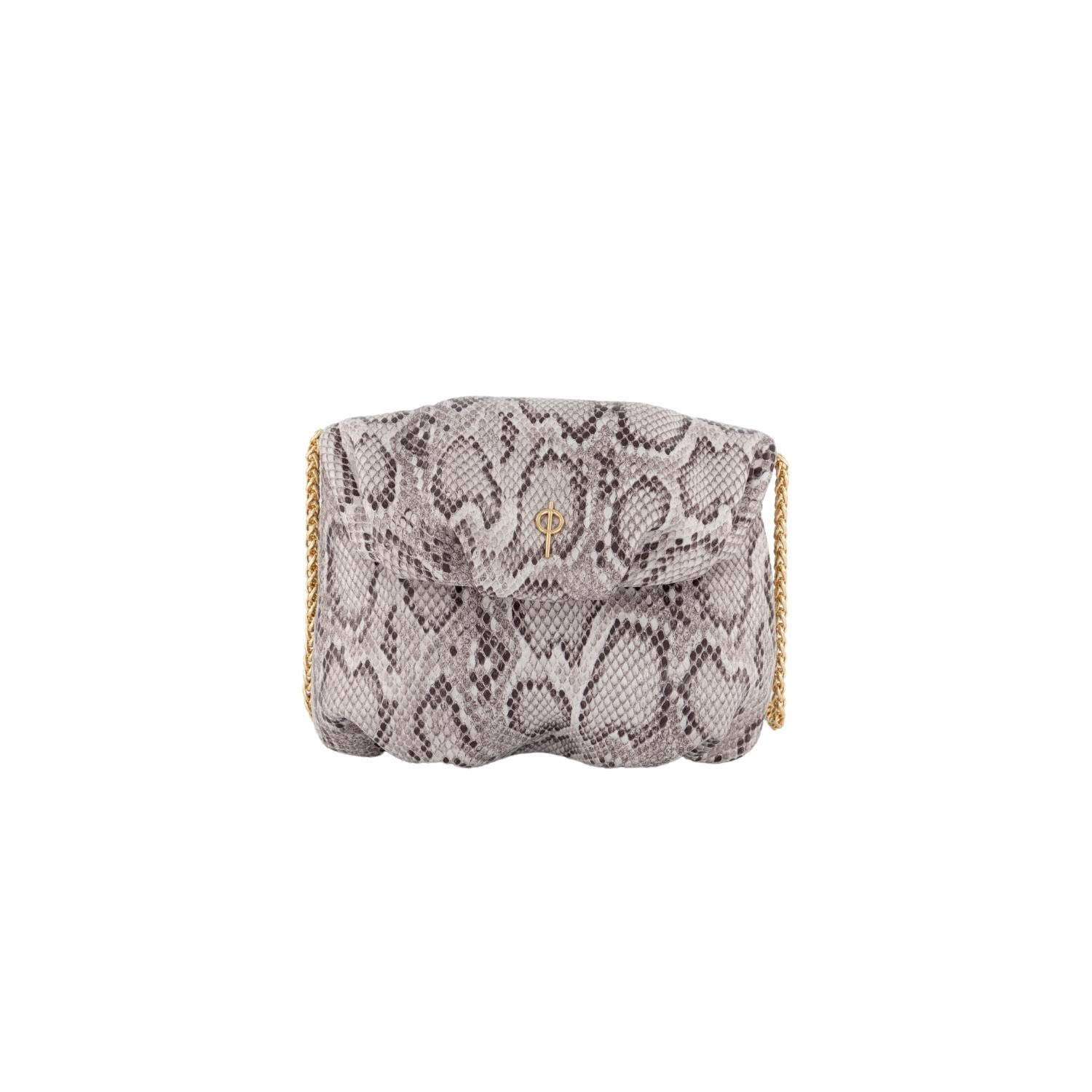 Otrera Women's Baby Snake Shiny Leda Grey - Leather Cossbody In Multi