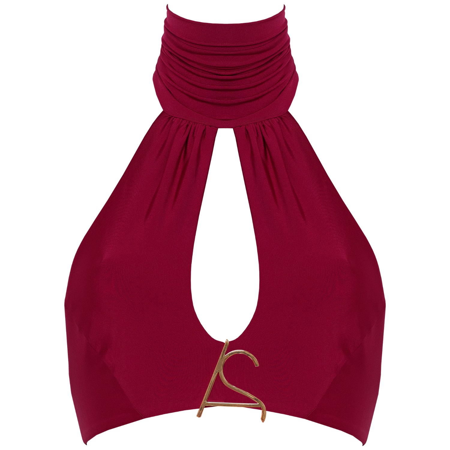 Antoninias Women's As Halter Tie Fastening Bikini Top With Draped Details In Red