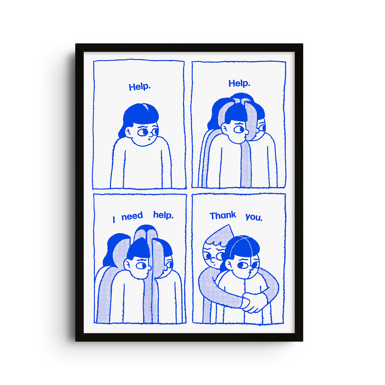 East Side Studio London Blue Help - Giclee Fine Art Print - Small In Blue