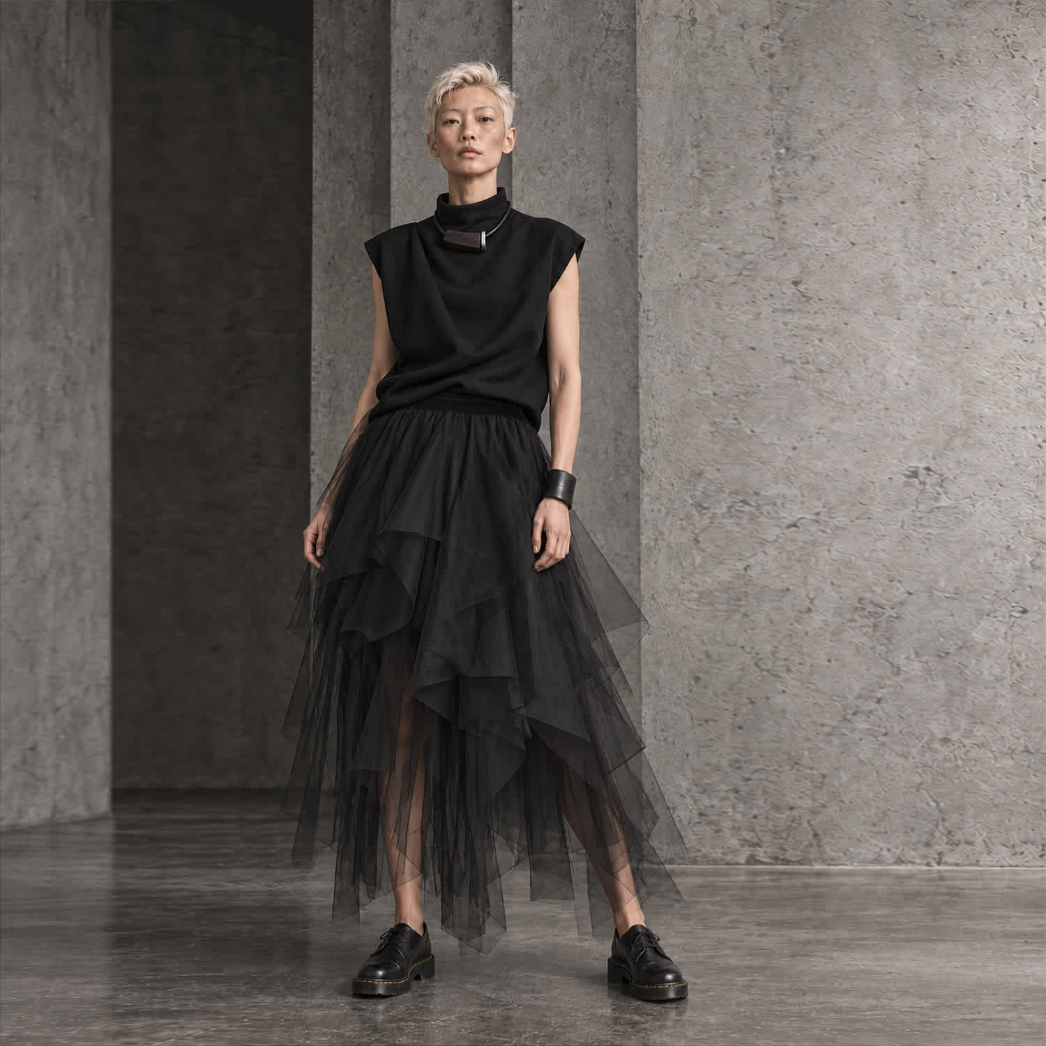 Black Layered Tulle Skirt - Elegant Occasion Wear | JANA COSHÈ