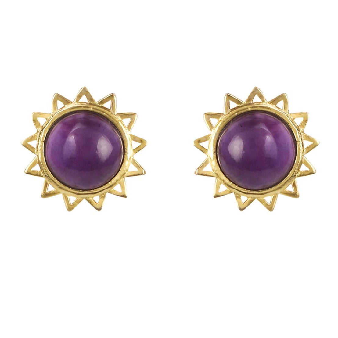 Women’s Pink / Purple / Gold Amethyst Stud Earrings February Birthstone Lila Rasa