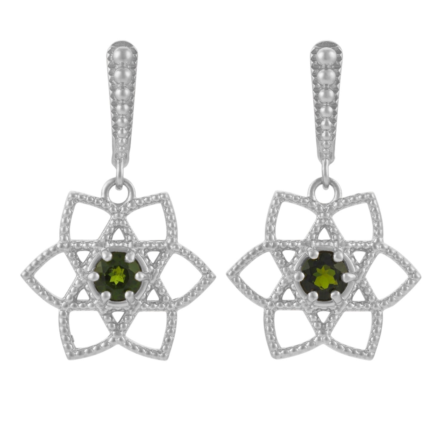 Women’s Green / Silver Padma Lotus Heart Earrings Silver Zoe and Morgan