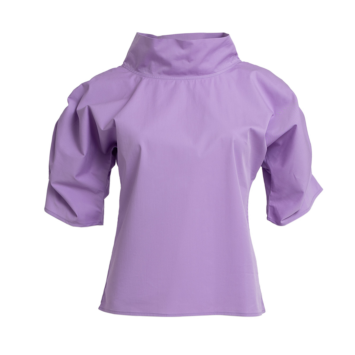 Bianca Popp Women's Pink / Purple Puff Blouse With Collar In Lilac Cotton Mix In Pink/purple