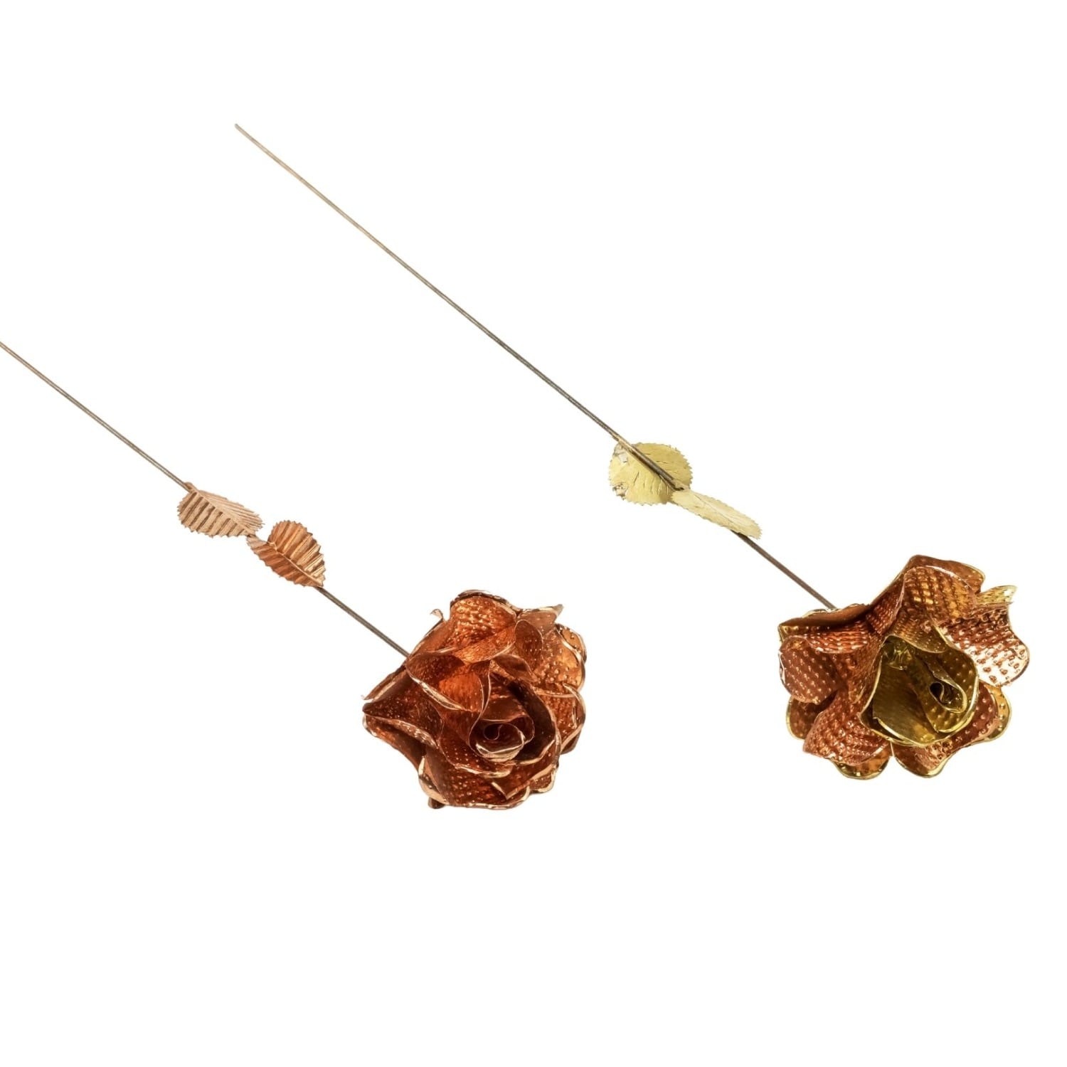 Brown Copper Rose Stems With Vase Set Of Two | Anatoliacraft