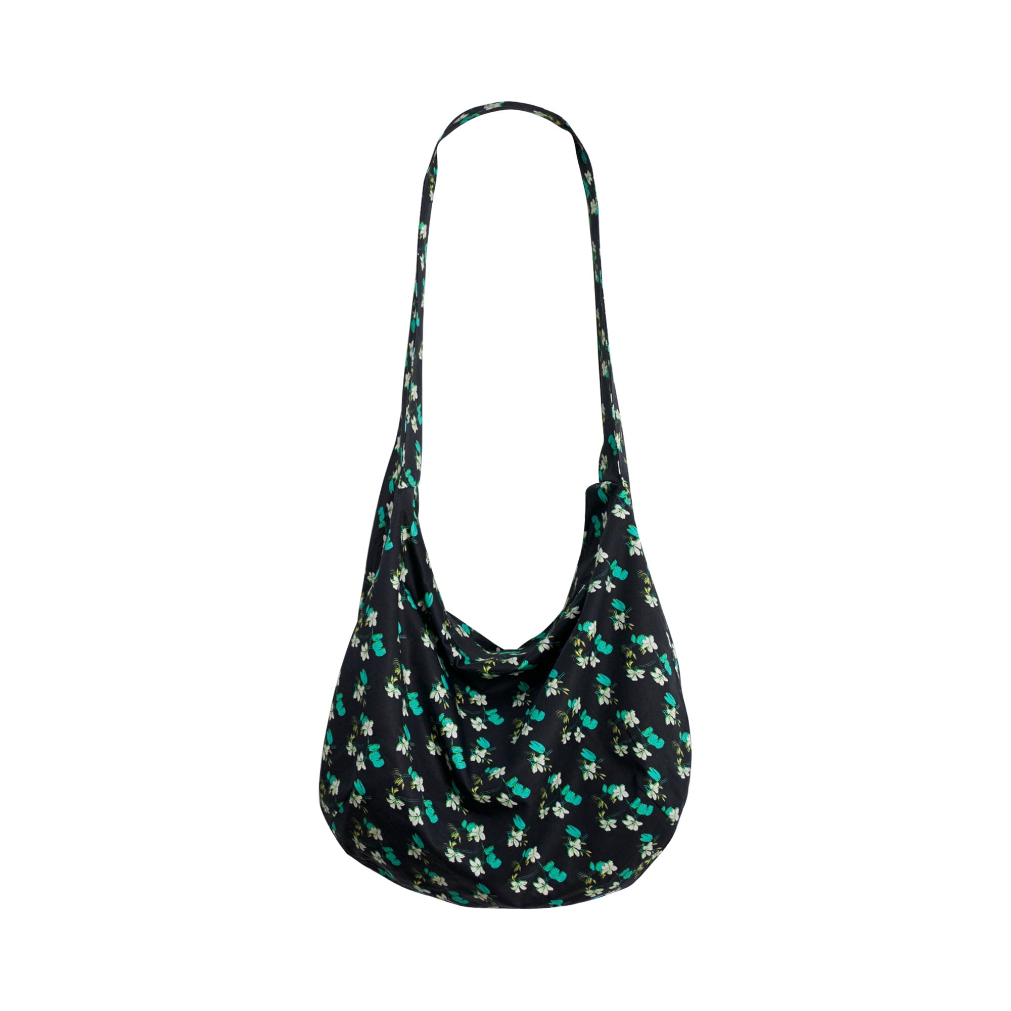 Lost Pattern Nyc Women's Black Beach Blossom Hobo Crossbody Bag - Midnight Green In Black