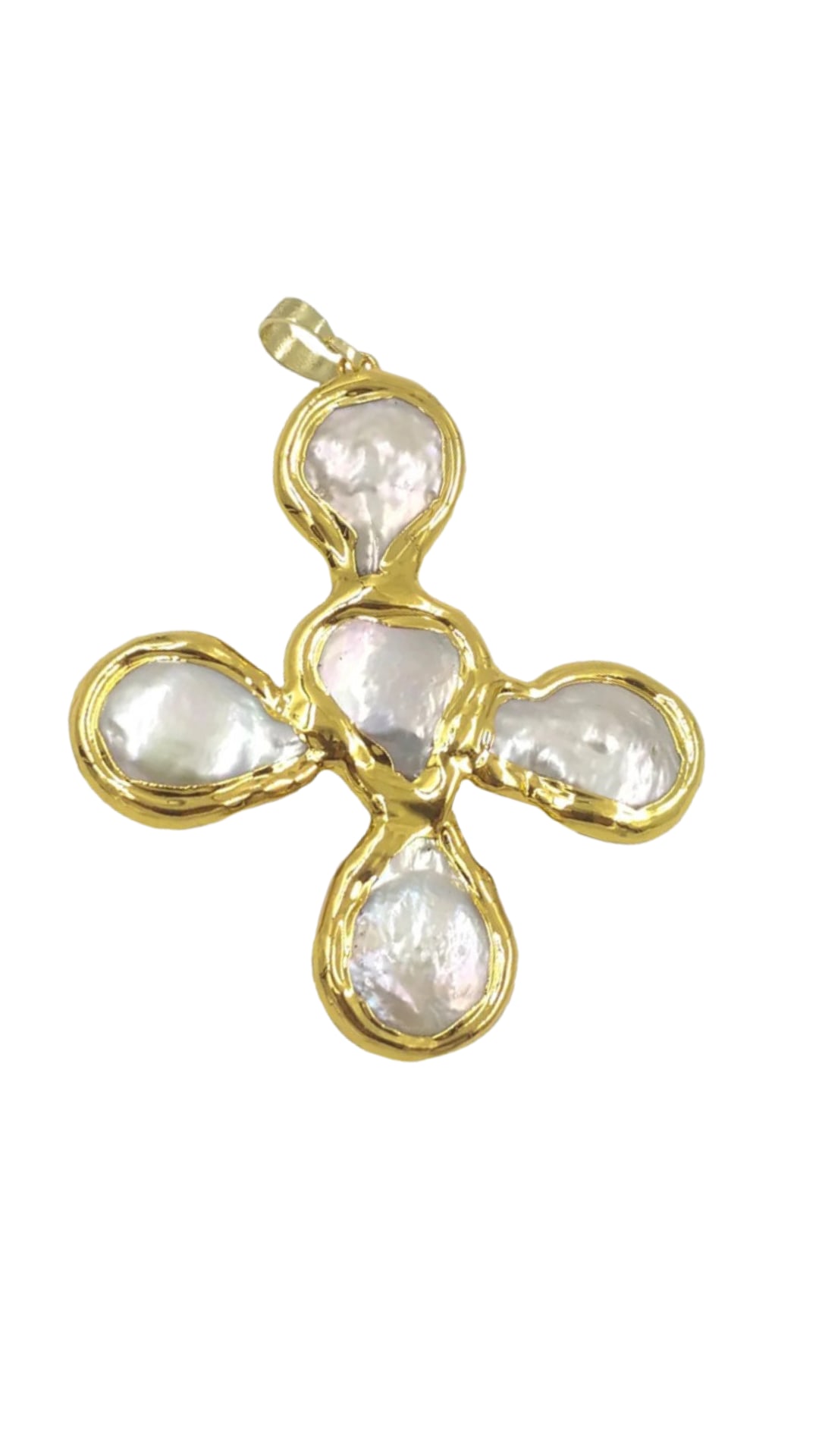 Recreation Jewels Women's Gold / White Daisy's Cross Necklace In Multi