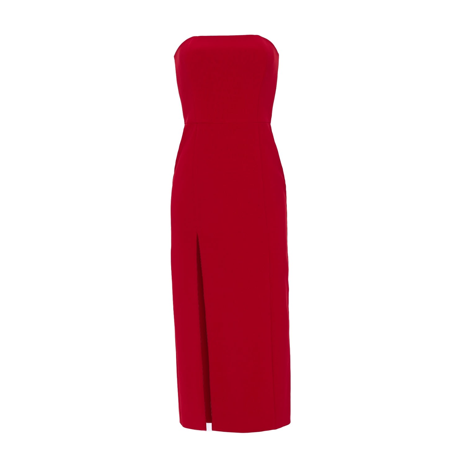Shop Nomi Fame Women's Mora Red Wine Strapless Front Slit Corset Midi Dress