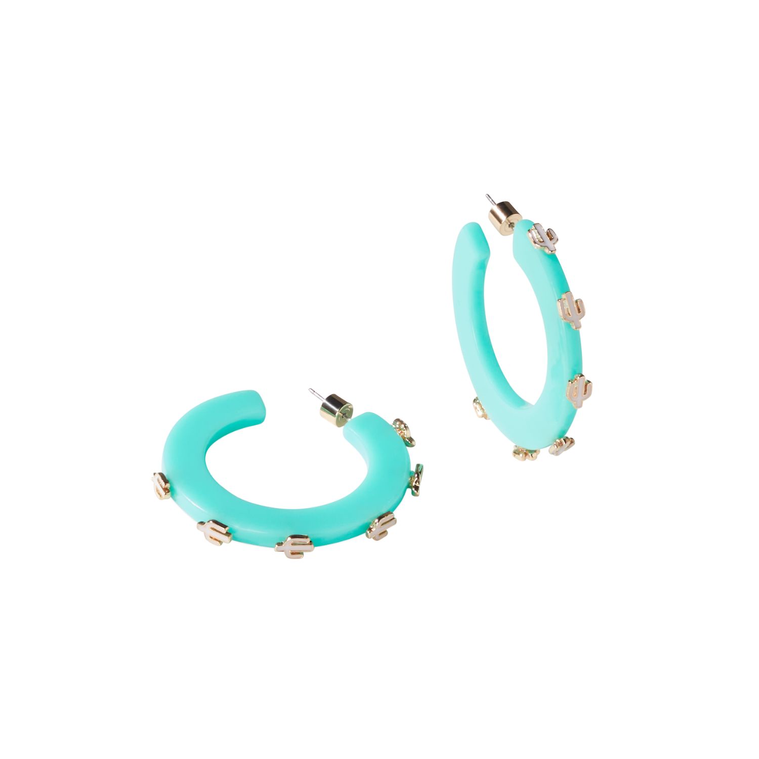 Smith & Co. Jewel Design Women's Blue Cactus Large Jewel Hoop - Turquoise