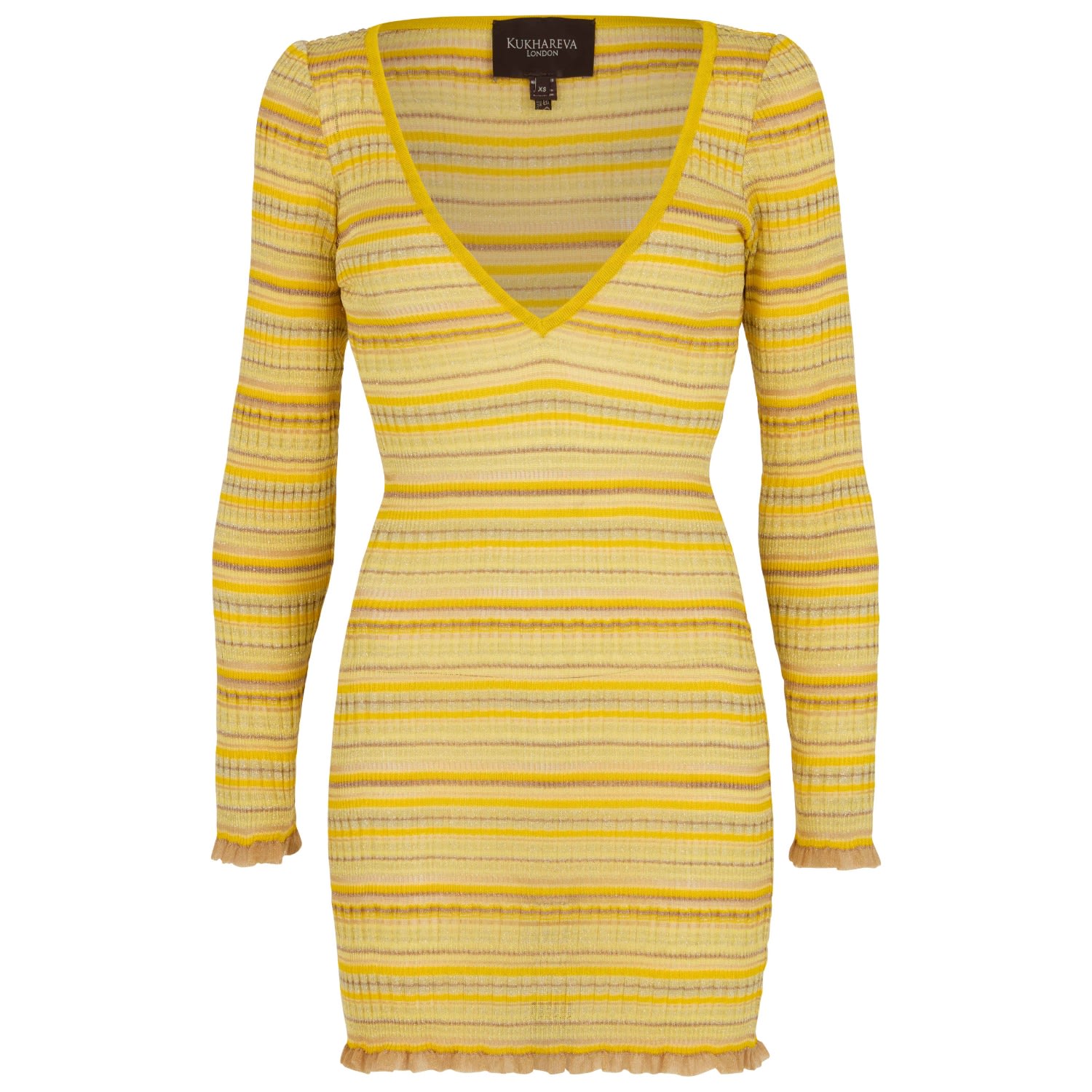 Kukhareva London Women's Yellow / Orange Mila Dress In Sunshine Yellow Ribbed Knit Midi Dress