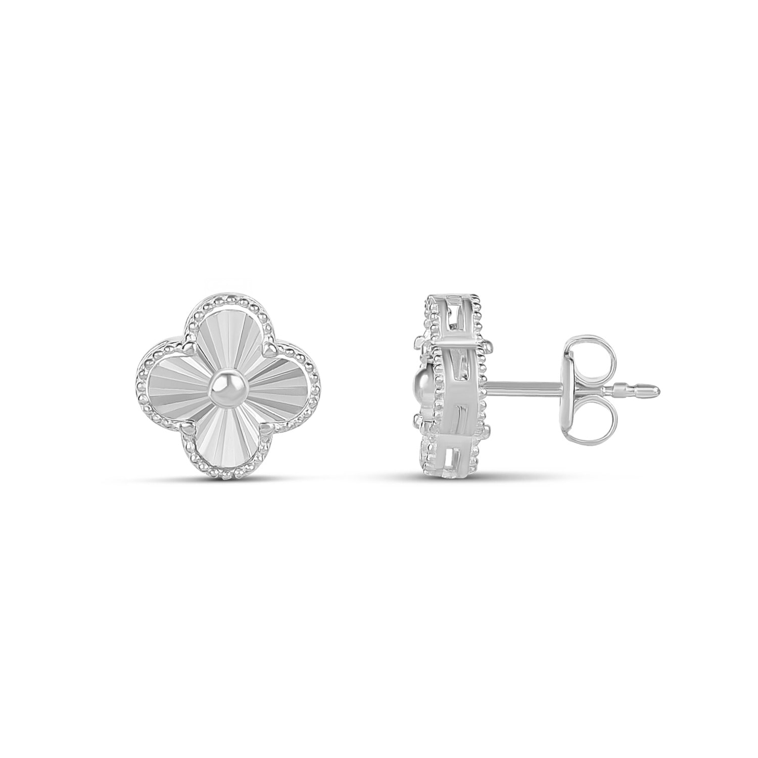 Shymi Women's Mini Fluted Clover Earrings - Silver