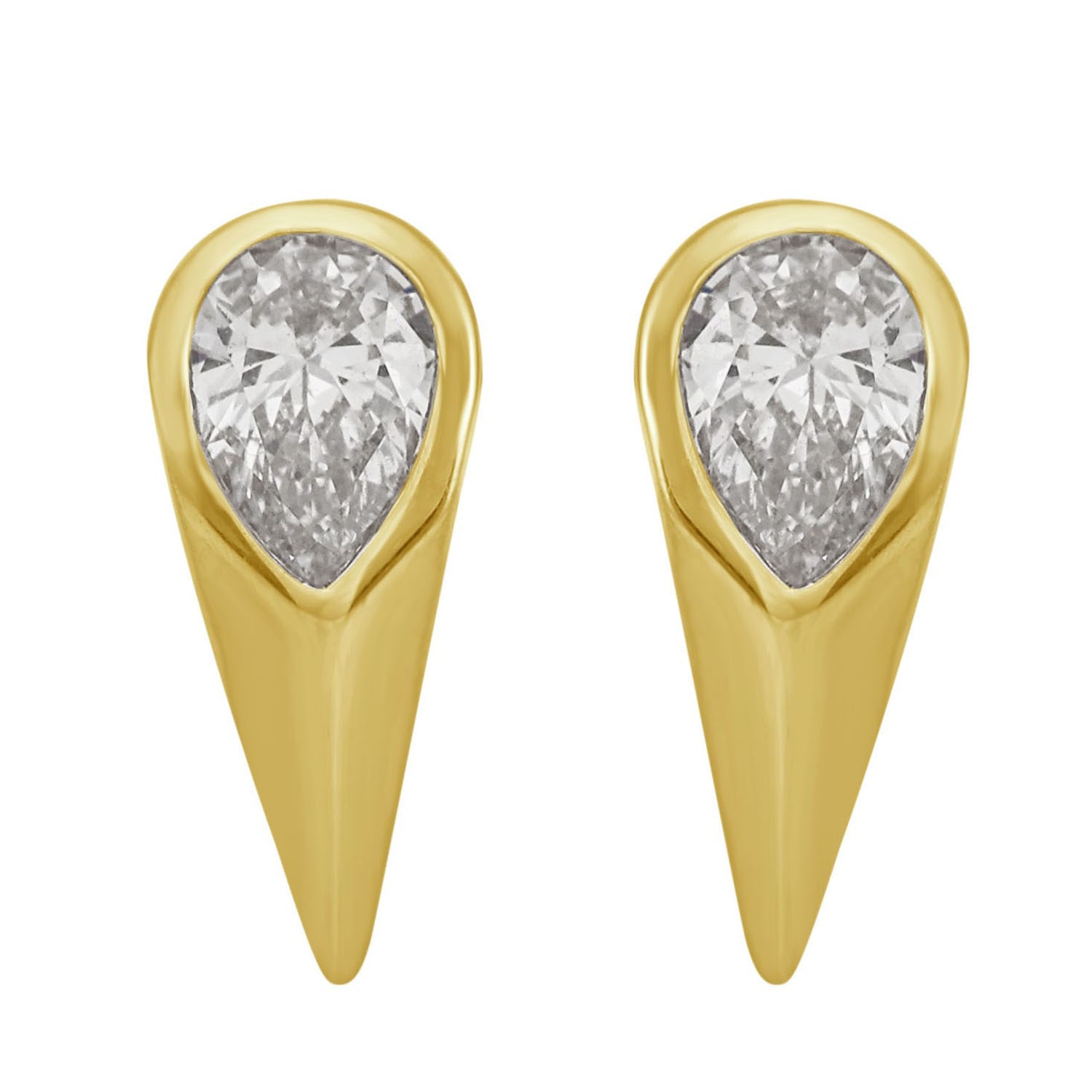 Artisan Women's Gold / White Pear-shaped Diamond Stud Earrings In 14k Yellow Gold