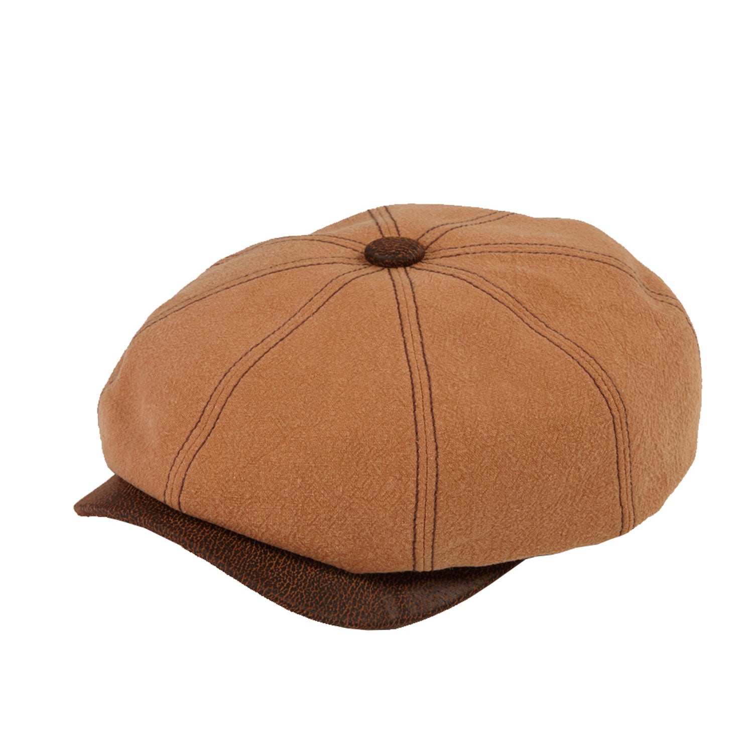 Dasmarca Hats Men's Brown Lucca Tuscany Crape Linen Peaky Bakerboy Newsboy Summer Cap With Leather Peak In Brown