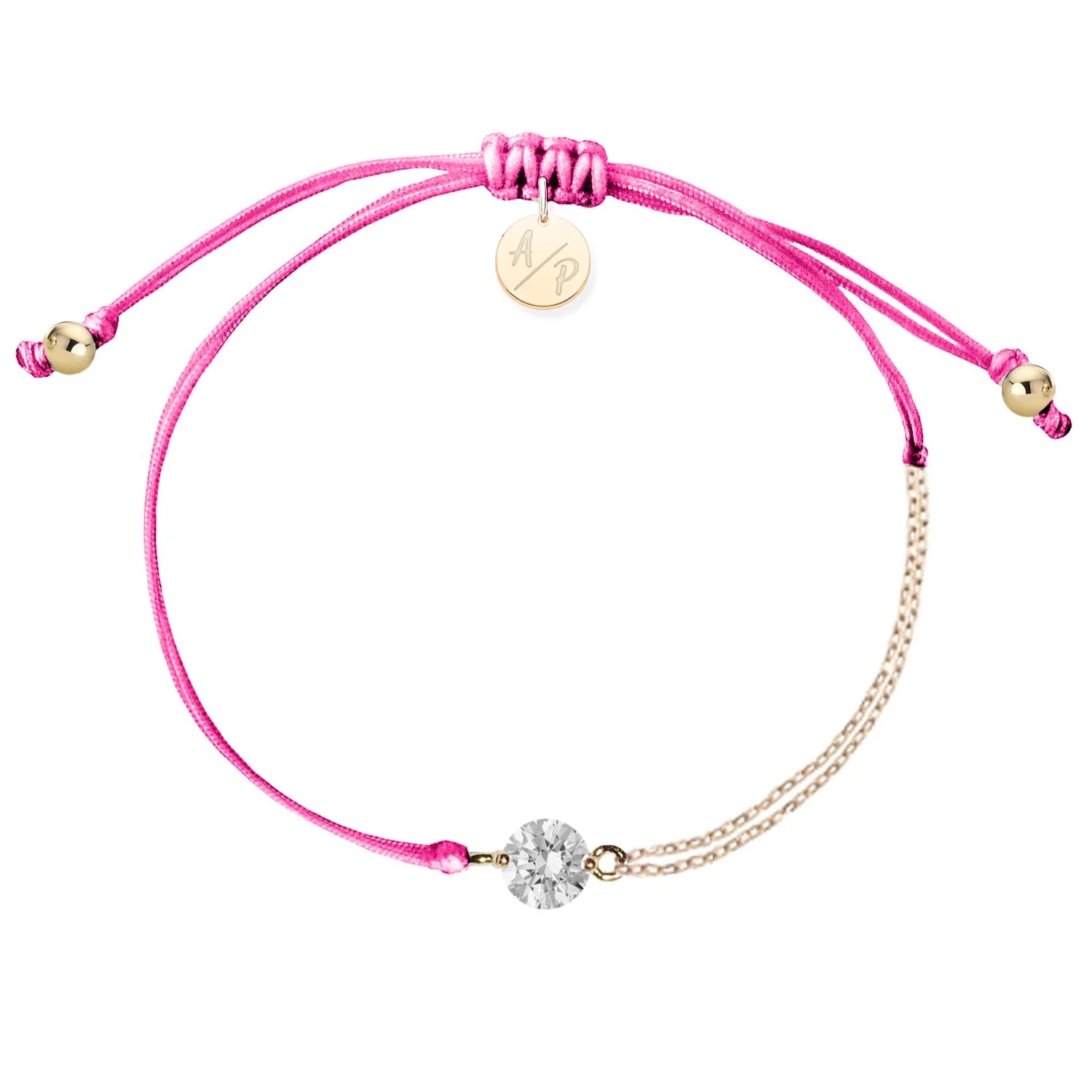 Adriana Pappas Designs Women's Cz Solitaire Bracelet On Colored Cord - Hot Pink In Pink