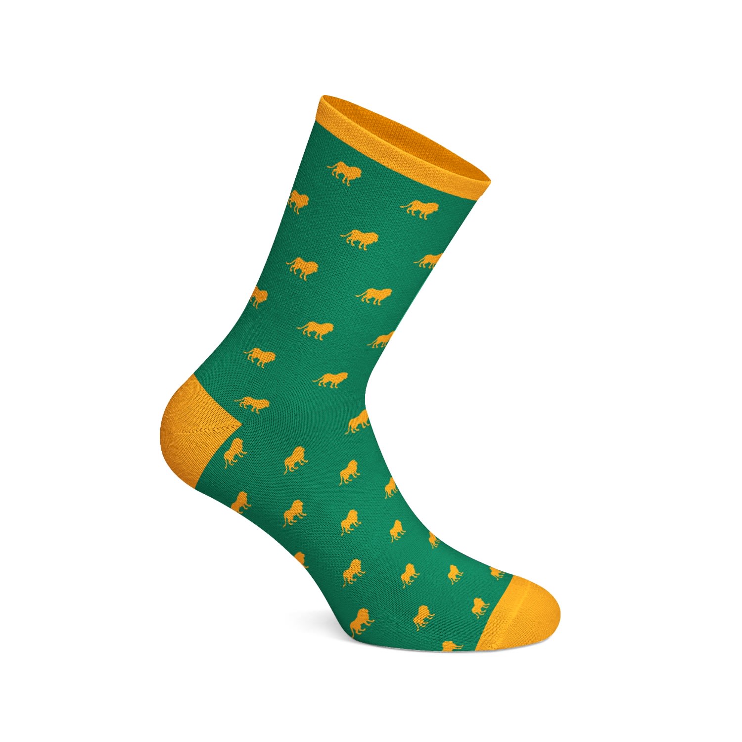 Green And Orange Lion Pattern Mens Egyptian Cotton Socks Persona