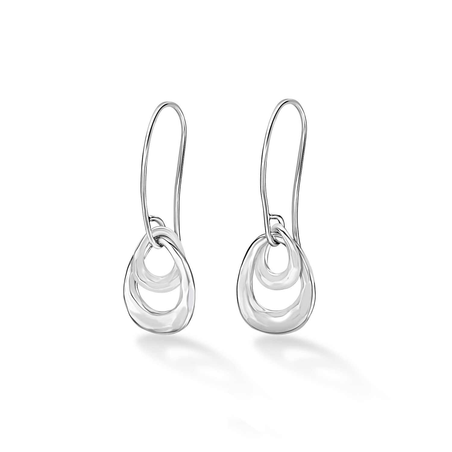Dower & Hall Women's Entwined Open Double Oval Earrings In Silver In White