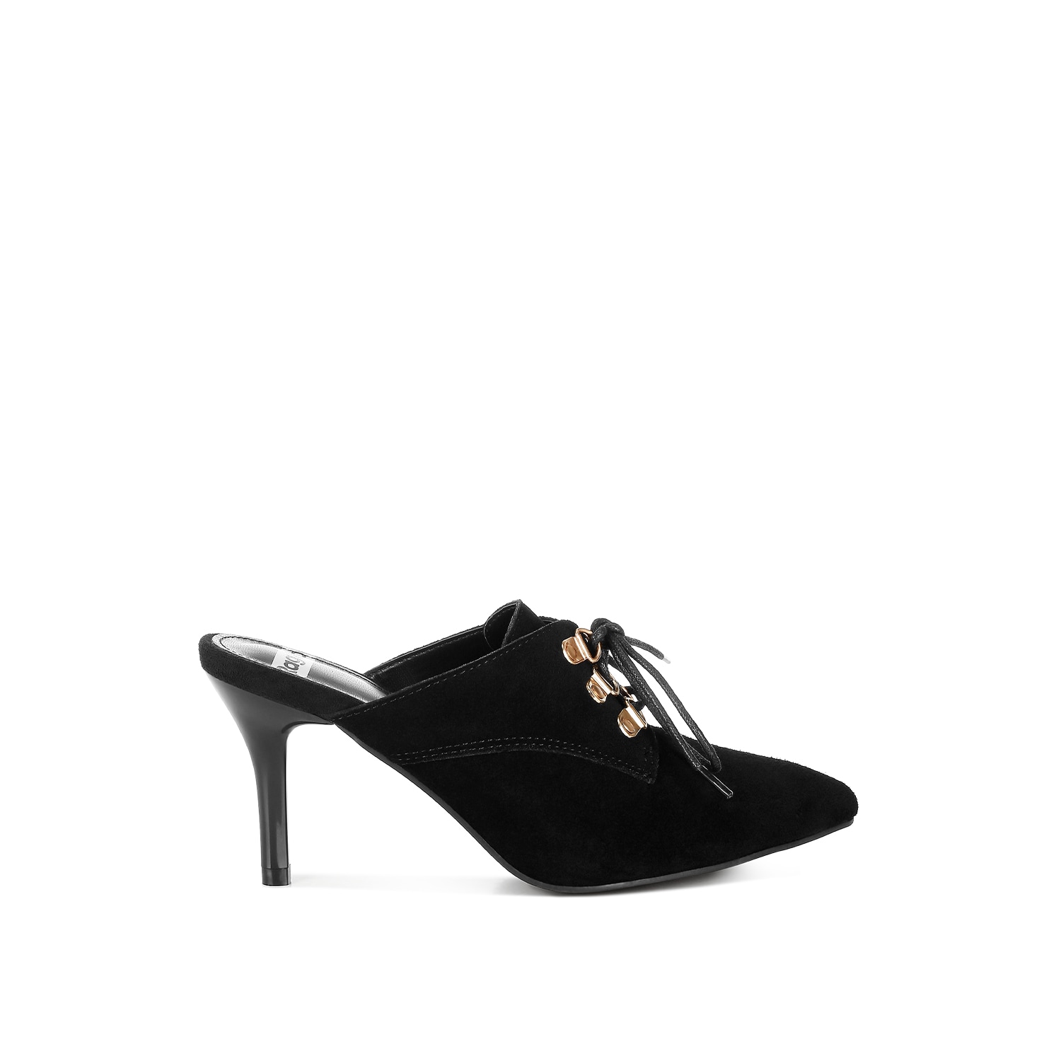 Rag & Co Women's Miladi Genuine Suede Leather Stiletto Mules In Black In Black