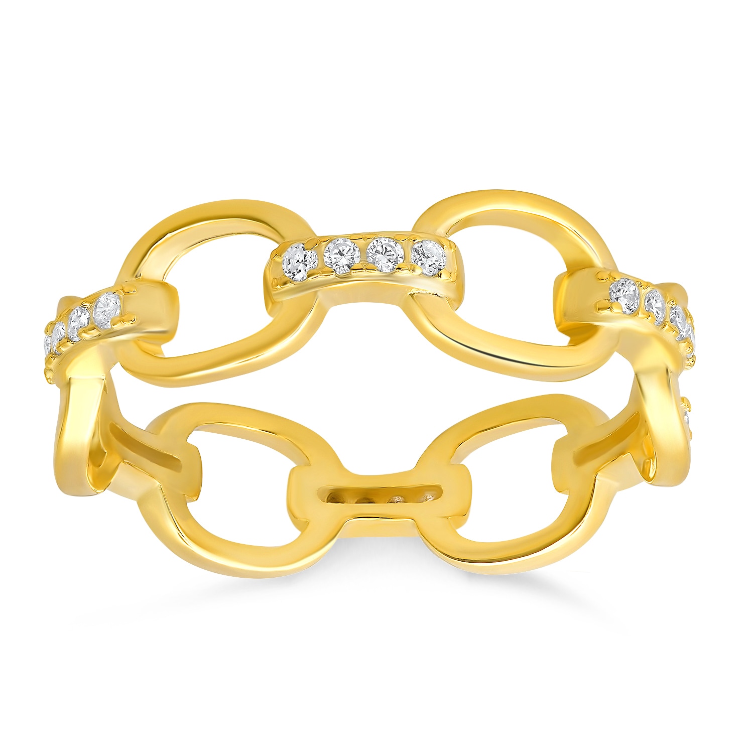 Kylie Harper Women's Gold Diamond Cz Paper Clip Band Ring