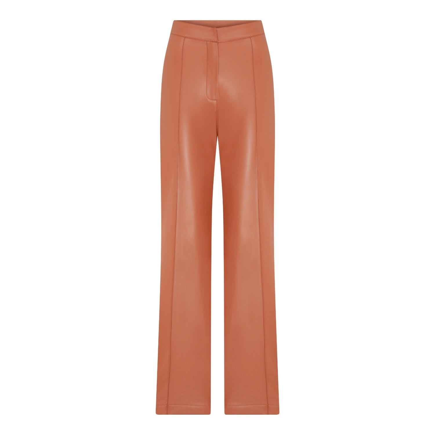 Nazli Ceren Women's Brown Alba Vegan Leather Wide-leg Trousers