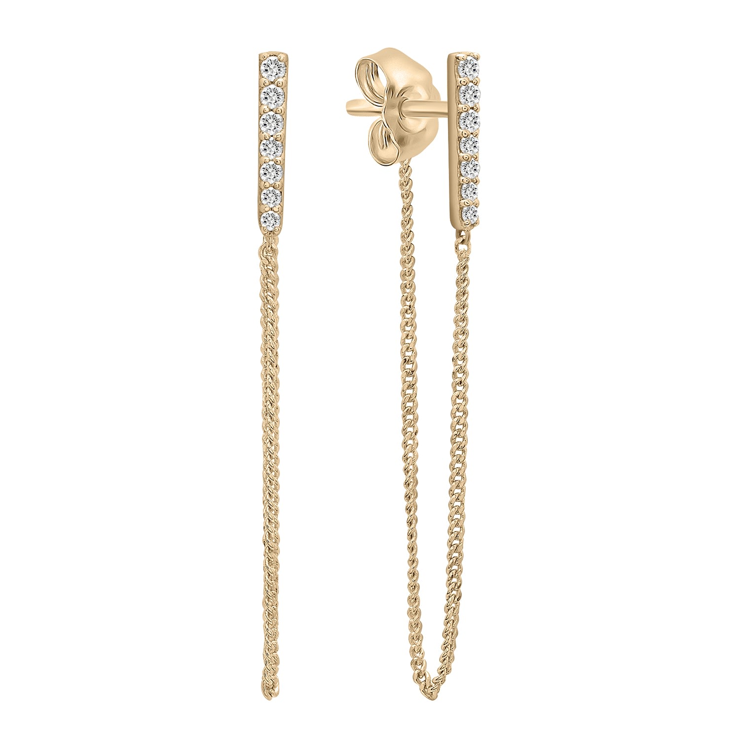 Miki & Jane Women's White / Orange Alisha- Diamond Bar Long Chain Earrings In 14k Yellow Gold In Multi
