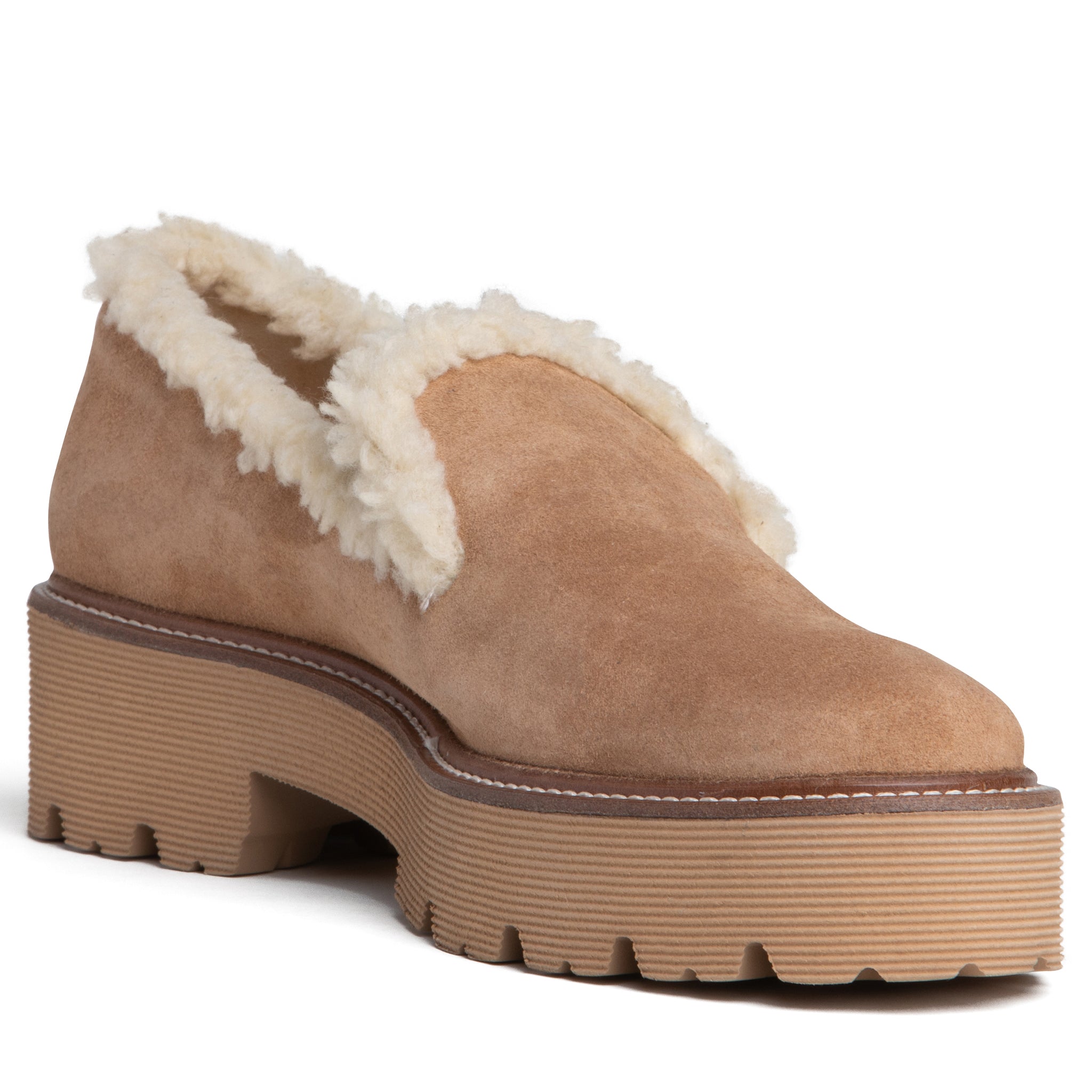 Beautiisoles By Robyn Shreiber Made In Italy Women's Neutrals / Brown Rio Camel Suede Comfortable Winter Shearling Shootie In Brown