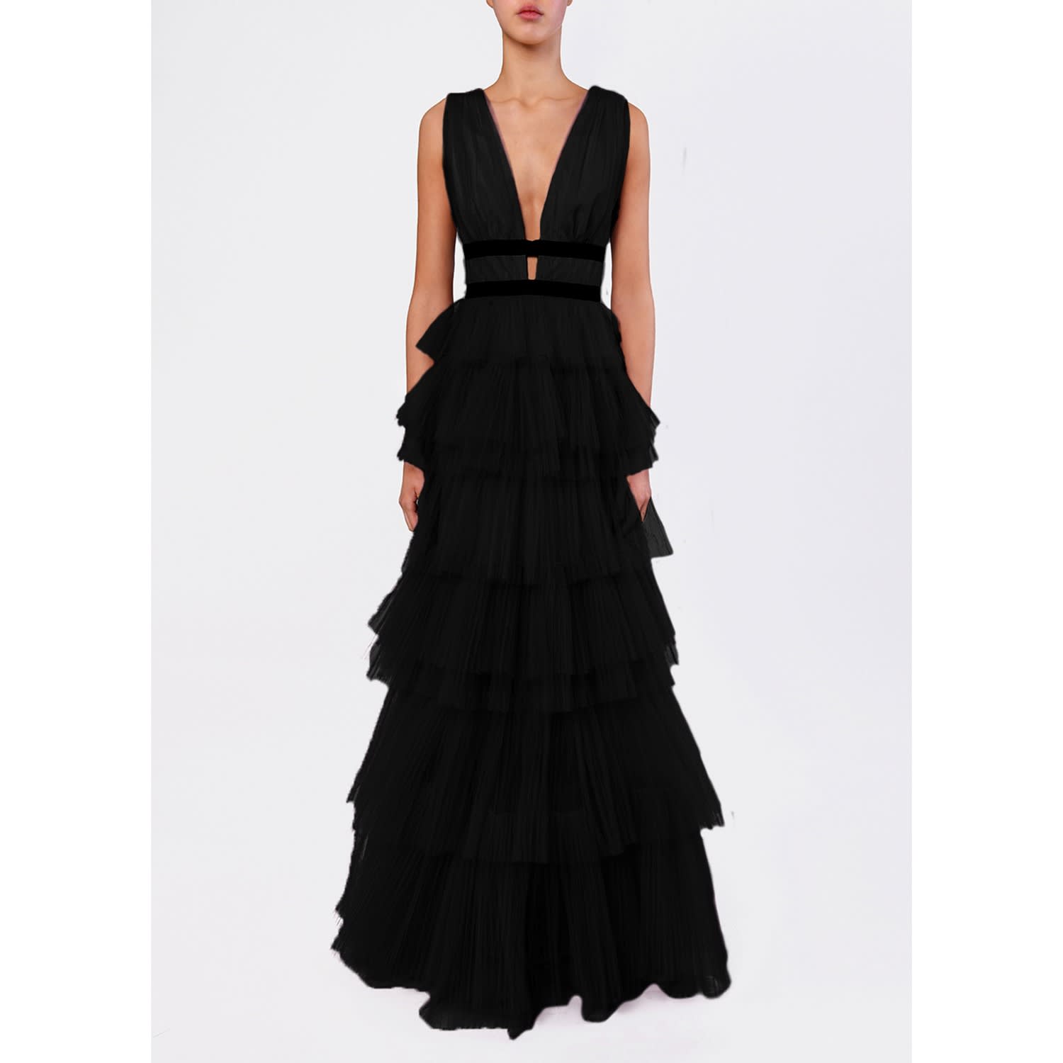 black layered maxi dress