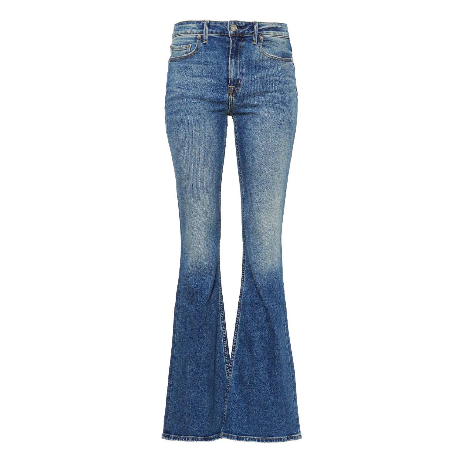 Noend Denim Blue Grace Mid Rise Flare Jeans In Kodiak In Blue