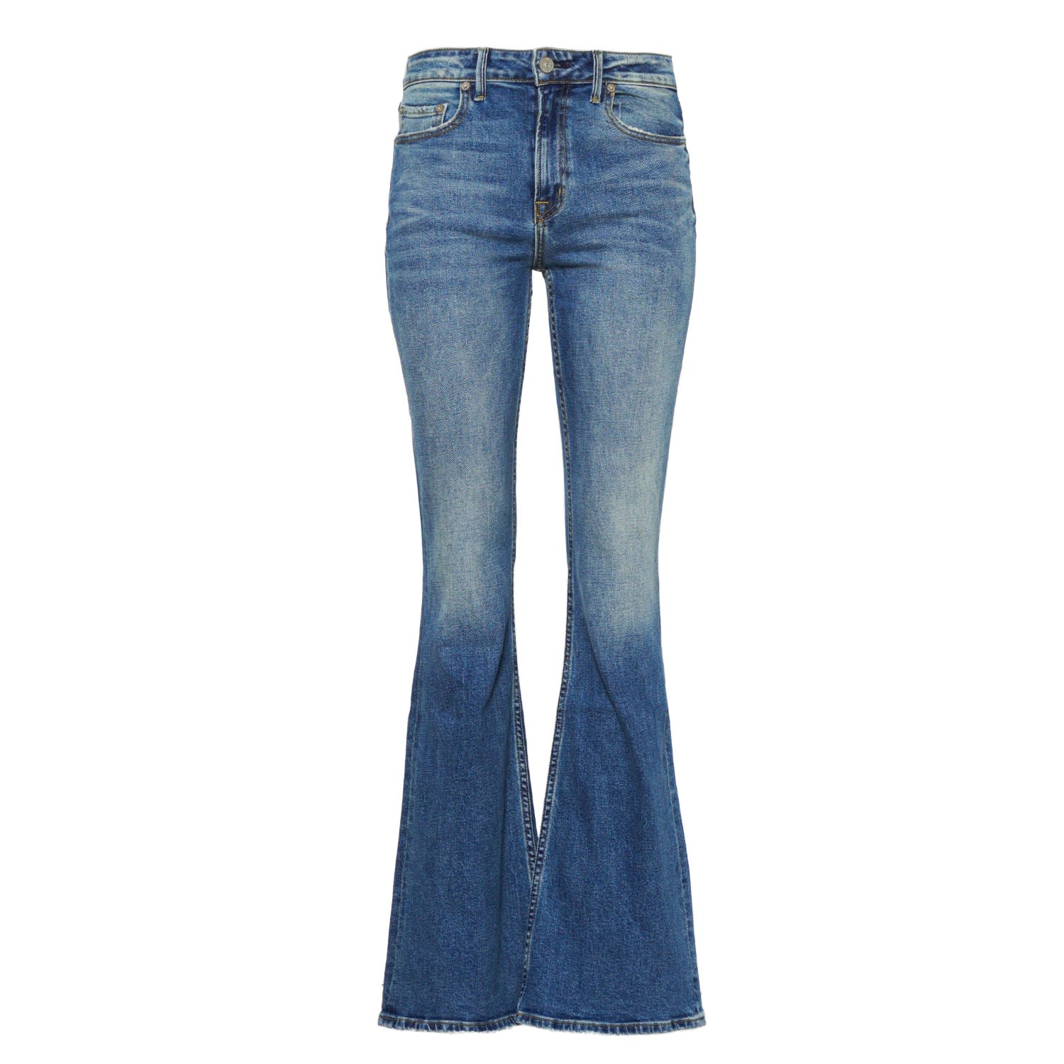 Noend Denim Blue Grace Mid Rise Flare Jeans In Kodiak