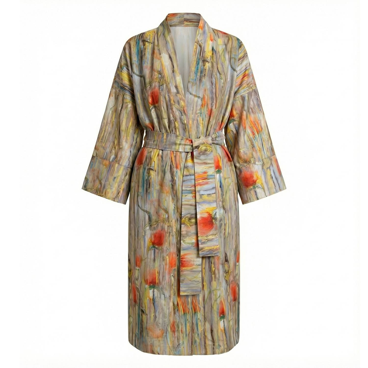 Decoflux Home Women's Neutrals / Red Cotton Sateen Kimono Robe Poppy