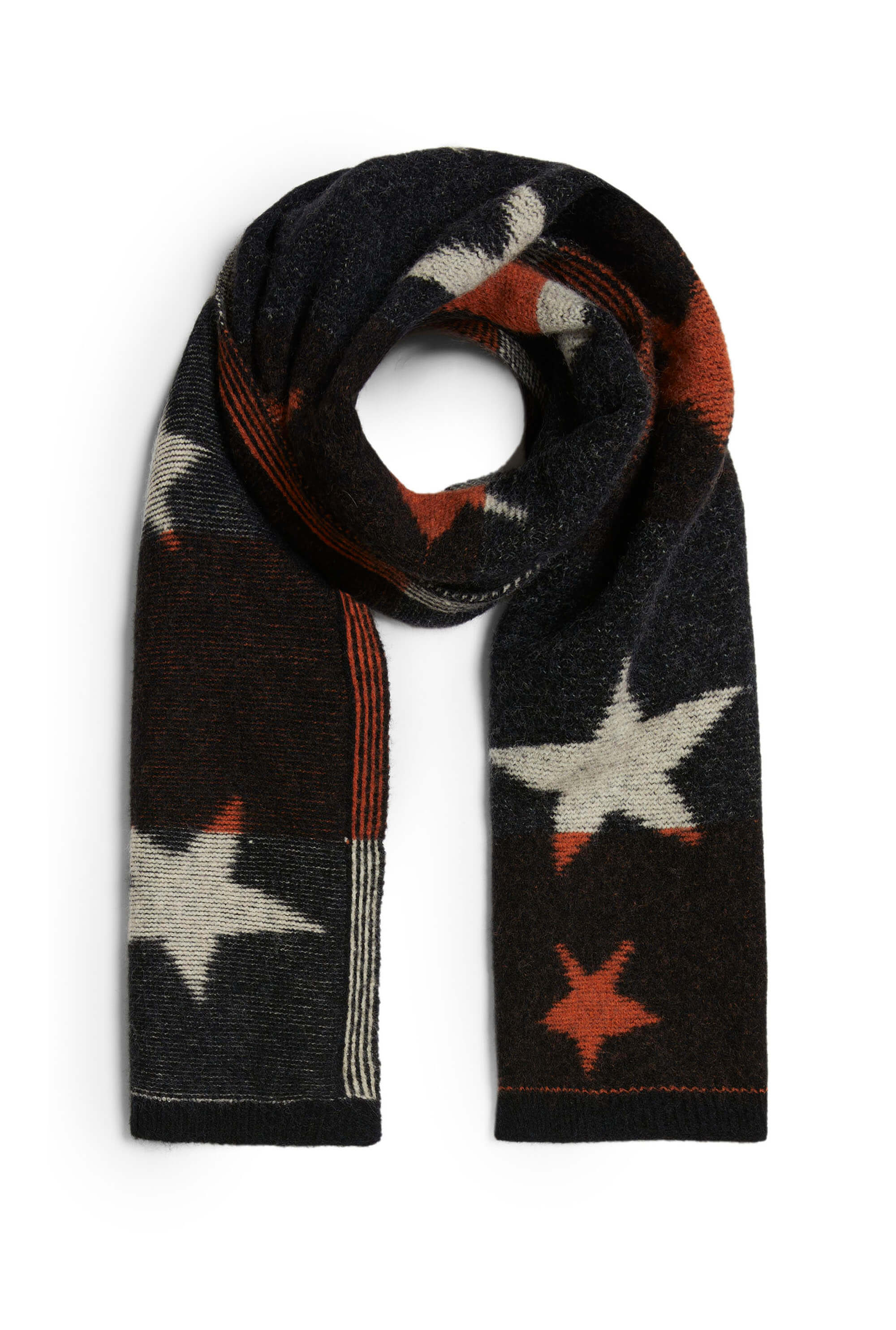 Women’s Black / Yellow / Orange Star Detail Scarf Black-Orange One Size James Lakeland