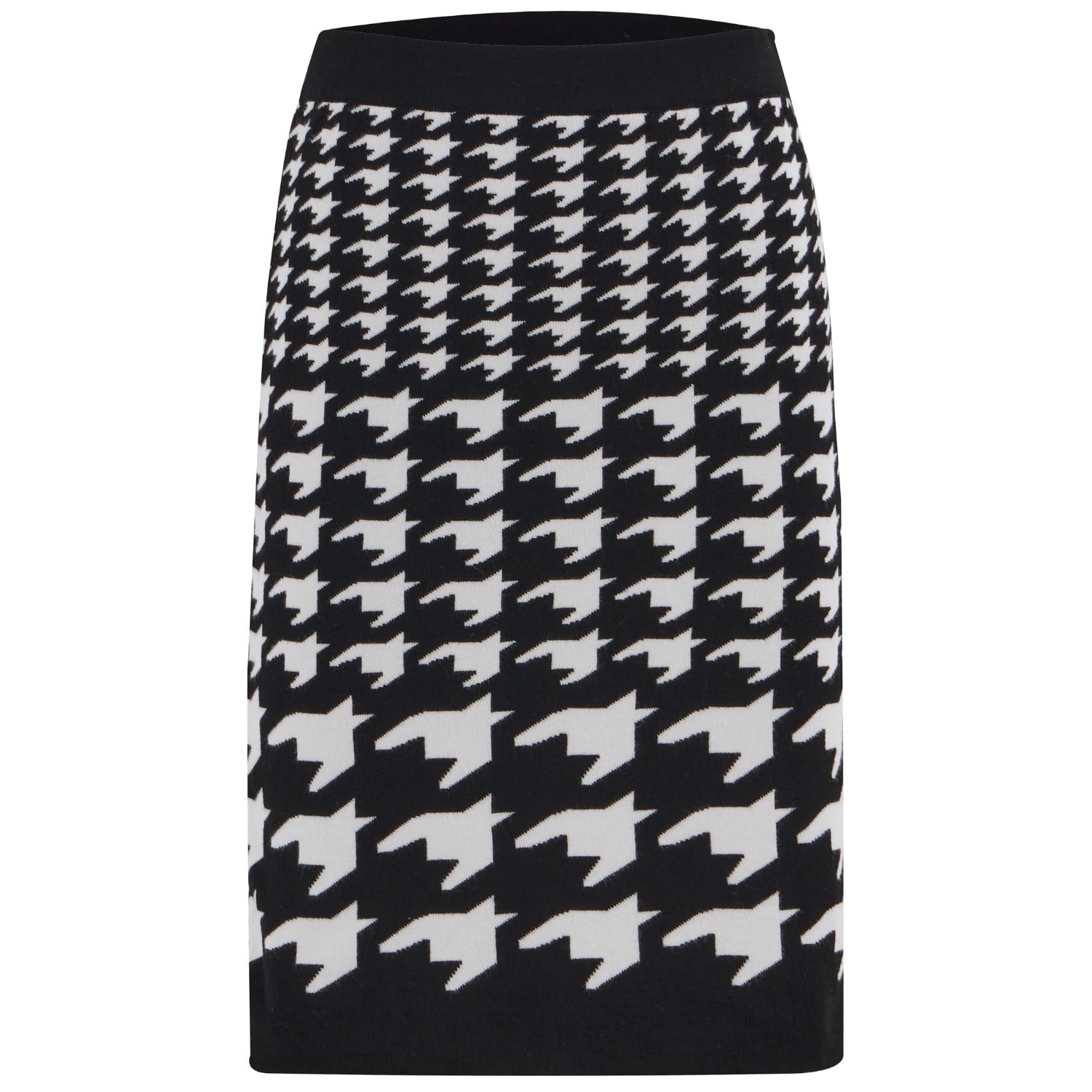 Peraluna Women's Houndstooth Pattern Slim Fit Knee Level Knitwear Skirt - Black/ecru In Black