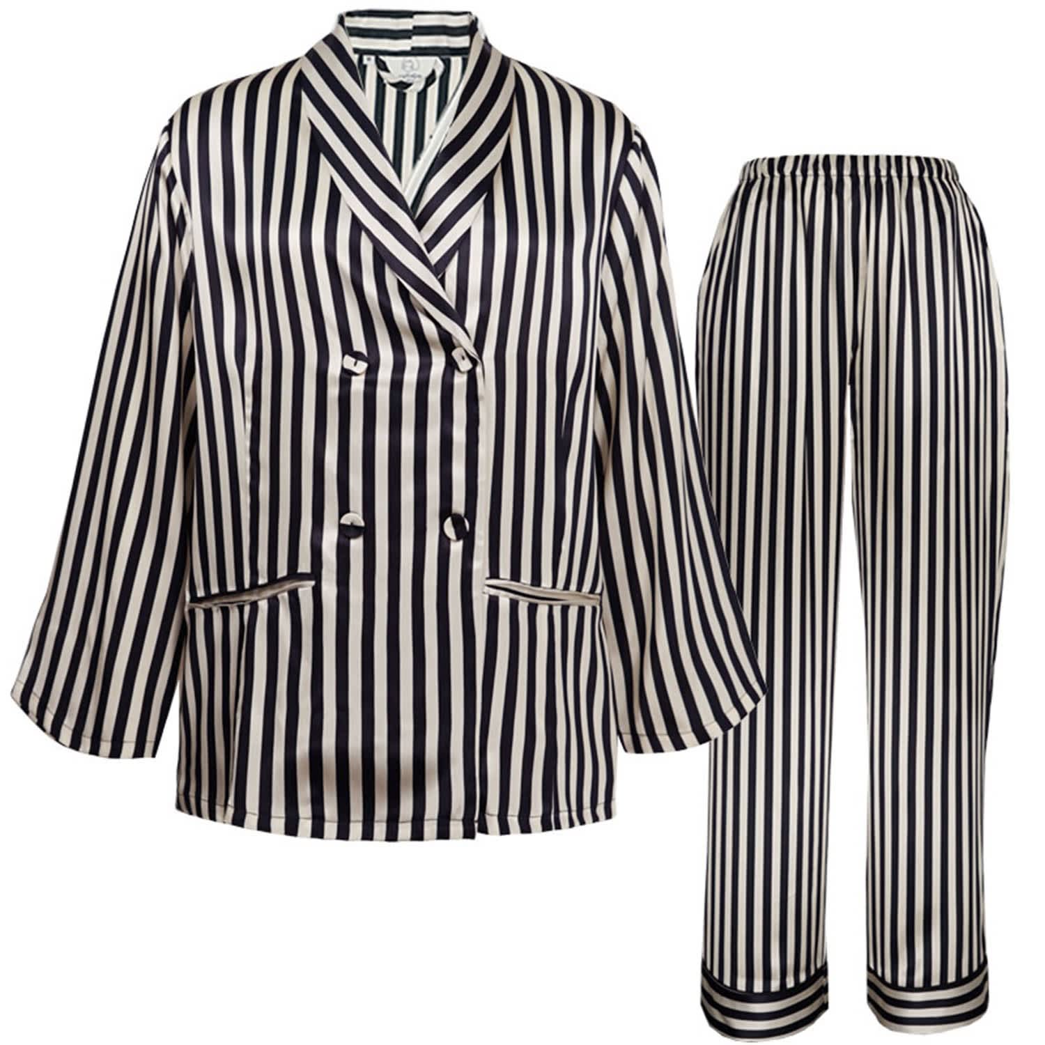 Striped Silk Long Pyjamas Set, NOT JUST PAJAMA