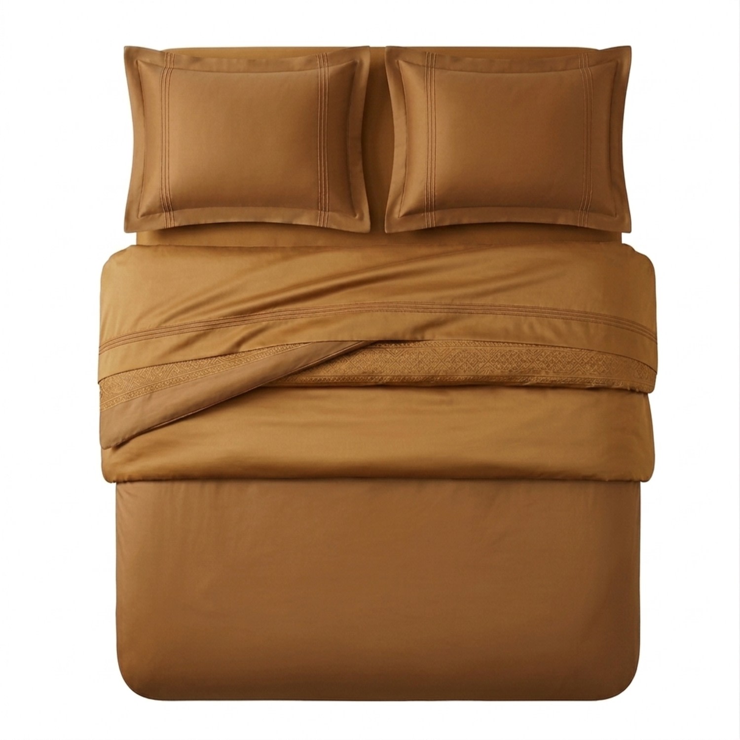 Pure Parima Brown Triple Luxe Sateen Duvet Cover Set - Caramel
